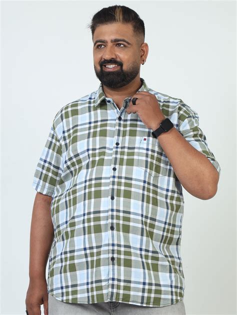 Shop Men Plus Size Checkered Casual Shirt Online- Cool Colors