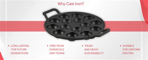 Buy Vinod Legacy Cast Iron Paniyarakkal Pan-15 Cups,25cm | Pre-Seasoned ...