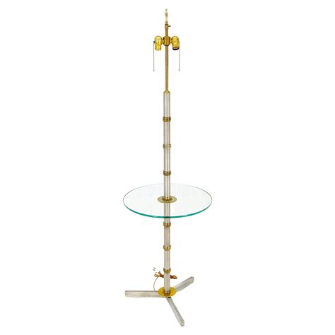 Four Legs Faux Bamboo Brass Tray Table Floor Lamp at 1stDibs