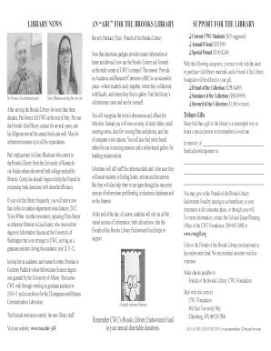 Fillable Online cwu LIBRARY NEWS AN ARC FOR THE BROOKS LIBRARY Beverly ...