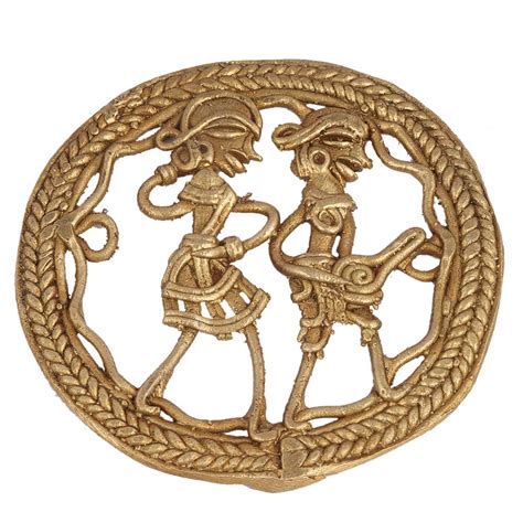 Engraved Flower Motifs Kashmiri Copper Plate Wall Art