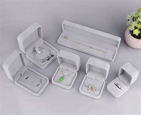 Custom Gray Velvet Jewelry Box Set, Jewelry 6 Pieces Jewelry Gift Box ...
