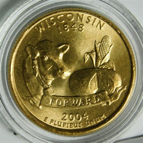 2004-P 24K Gold-Layered Wisconsin Commemorative State Quarter - In ...