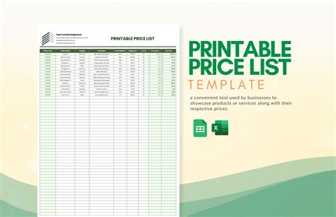 Product Price List Template in Excel, Google Sheets - Download ...