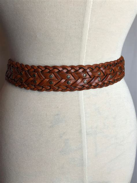 90’s Braided Leather Belt~ DKNY Boho Hipster Stylish Women’s Brown ...