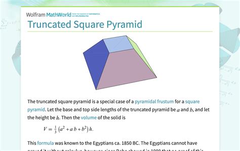 Image result for Square Pyramid Volume Formula