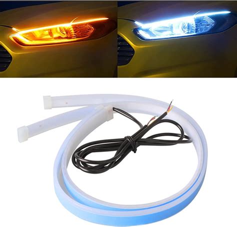 TEKSHINNY Car LED Strip Lights, 2Pcs 24 Inch Flexible LED Headlight ...