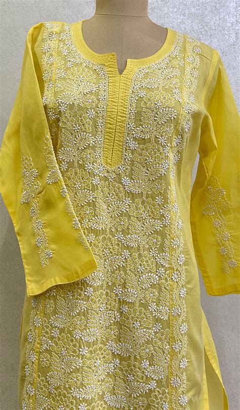 Naira Women's Lucknowi Handcrafted Cotton Chikankari Kurti - HONC01643