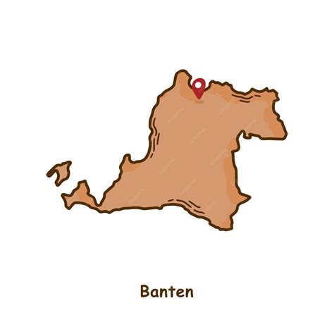 Premium Vector | Hand drawn map of banten province indonesia modern simple line cartoon design
