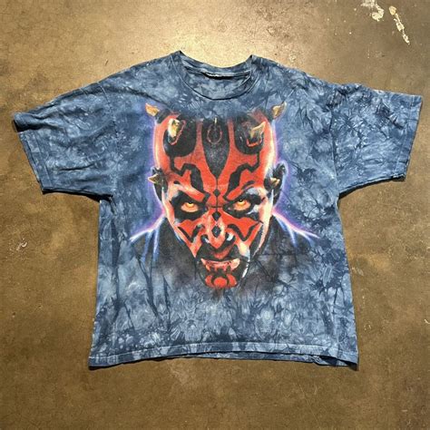 Vintage Vintage 90s Darth Maul Star Wars Liquid Blue Tie Dye T-Shirt ...