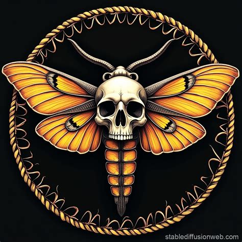 Deathest head moth skull circular art | Stable Diffusion Online