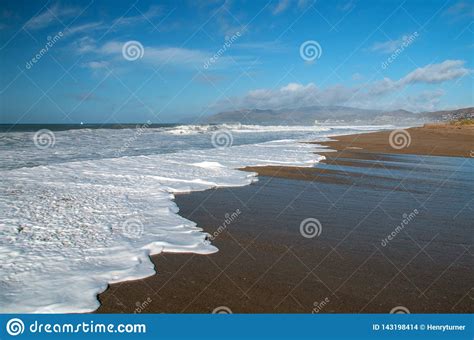 White Wave Sea Water Overflowing into Santa Clara River Mouth Estuary ...