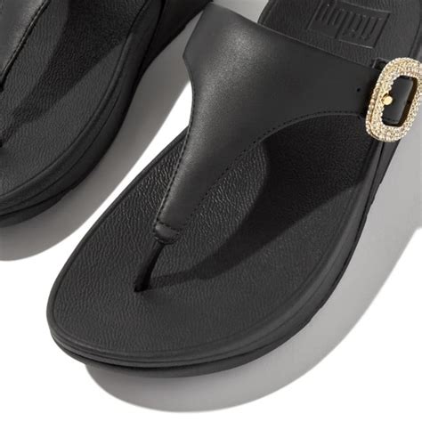 Buy Fitflop Lulu Crystal-Buckle Leather Toe-Post Sandals Online | SKU ...