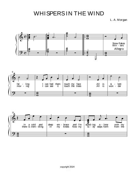 Whispers in the Wind by L A Morgan Sheet Music for Piano Chords/Lyrics ...