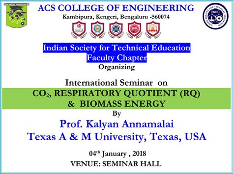 International Seminar on CO2, Respiratory Quotient (RQ) & Biomass ...