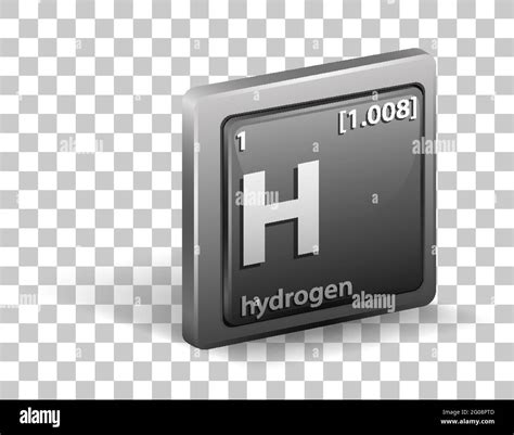 Hydrogen chemical element. Chemical symbol with atomic number and atomic mass. illustration ...
