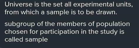 what is difference between universe and sampling - Brainly.in