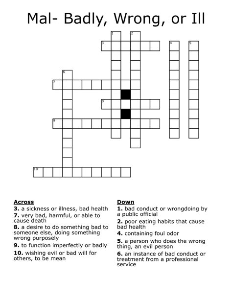 Vocabulary Match Prefix mal- Worksheet - WordMint
