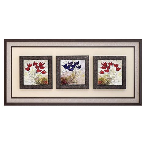 Wens 'Flying Flowers' 3 Panel Wall Art Painting (PS Wood, 38 cm x 80 cm ...