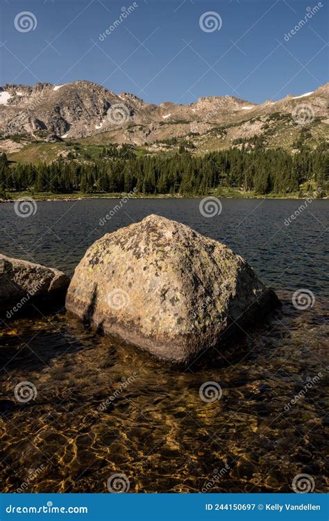 Rock in Windsor Lake in Mount Massive Wilderness Stock Image - Image of ...