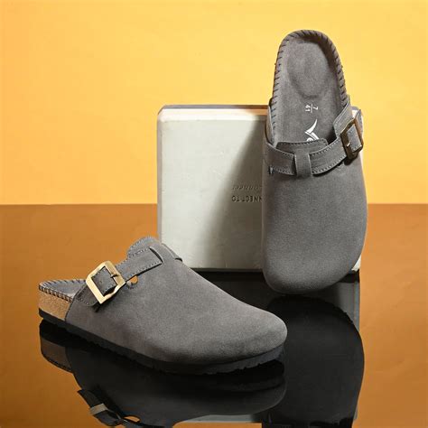 Vellinto SPHINX Comfortable Suede Slip-On Clog/Mules Buckle and Arch S ...