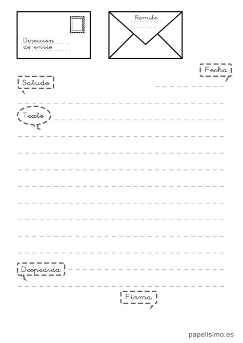 Partes de una carta para niños (con plantilla) | Papelisimo | Spanish ...