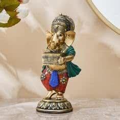 Buy ANI DIVINE Polyresin Standing Lord Ganesha Idol Playing Harmonium ...