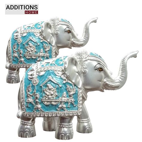Silver Plated Elephant Idol. Set Of 2