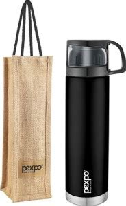 pexpo 1000ml Vacuum Insulated Water Bottle with Jute-bag 24 Hrs Hot and ...