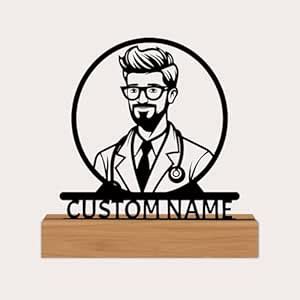 SIGN EVER Custom Doctor Name Stand – Acrylic & Pine Wood Desk Nameplate ...