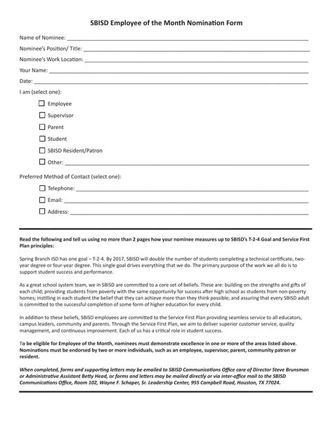 Employee Of The Month Nomination PDF Form - FormsPal