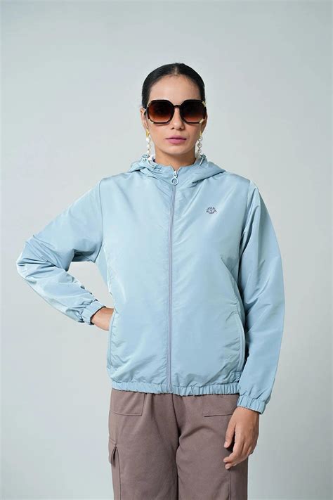 Buy Fort Collins Women's Light Blue Windbreaker Jacket Online in India