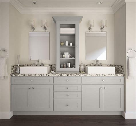Shaker Dove Light Grey Cabinet Solid Wood Construction Vanity Bathroom ...