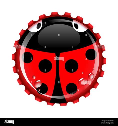 Ladybird bottle cap with condensation drops on separate layer for easy ...
