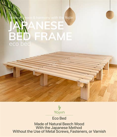 Platform Bed Made of Solid Beech – Japanese Wooden Bed Frame by Yojiin ...