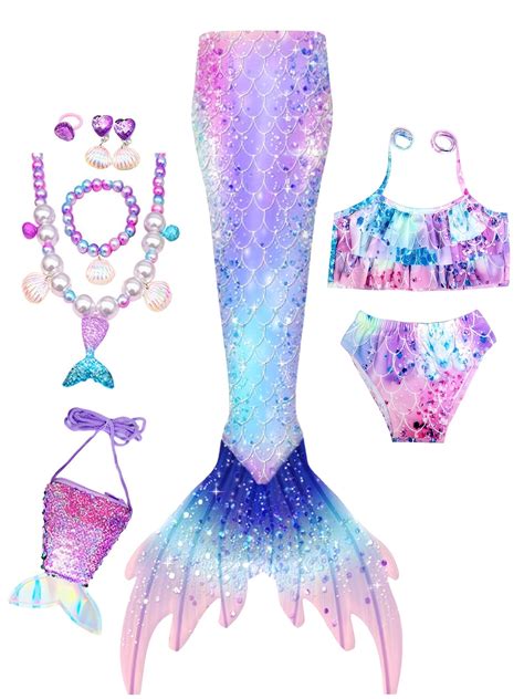 Girls Mermaid Tail Bikini Swimsuit Set – CRAZE