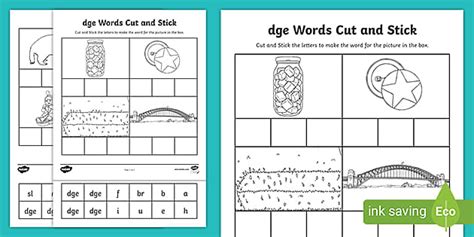 'dge' Sound Cut and Stick Worksheet