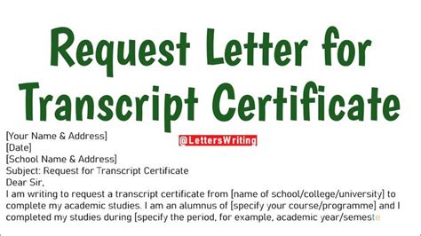 Image result for Transcript Request Letter Example