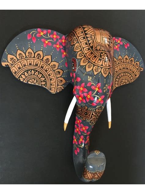 Elephant mandala | Buy wooden elephant head wall decor online | Kalpané