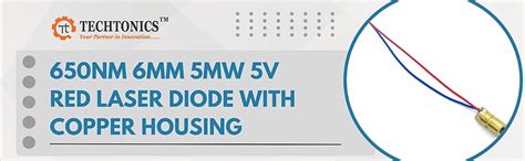 TECHTONICS 650nm 6mm 3V-5V 5mw RED Laser Dot Diode Pointer Module ...