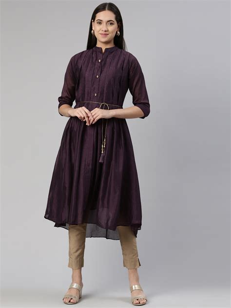 Neeru's Purple Anarkali Curved Blended Kurtas – neerus-india