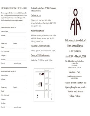 Fillable Online ARTWORK IDENTIFICATION LABELS Fax Email Print - pdfFiller