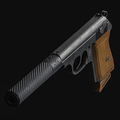 3D model James Bond Walther PPK with Silencer VR / AR / low-poly | CGTrader