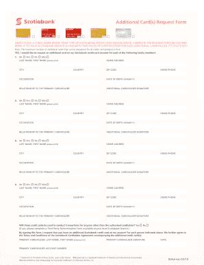 Fillable Online Additional Card(s) Request Form SIMPLY PLACE A CHECK ...