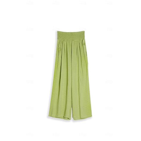 Women's Cotton Linen Pants Wide Leg Trousers Fashion Casual Lounge Full ...