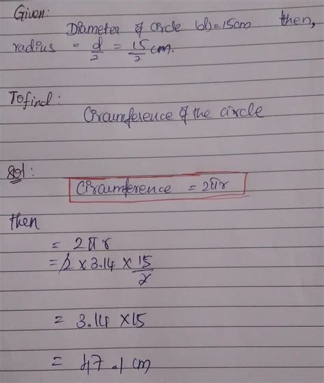 the circumference of a circle exceeds its diameter by 15cm. find ...