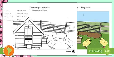 Colorear por números: La granja (teacher made) - Twinkl