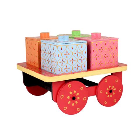 Dry Fruit Cart Shape With Trolley Cart - Oxyroots Handicraft