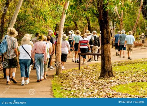 Group Of Old And Healthy People Walking In The Nature Editorial Photo ...