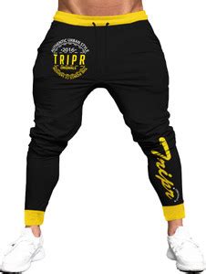 TRIPR Printed Men Black, Yellow Track Pants - Buy TRIPR Printed Men ...